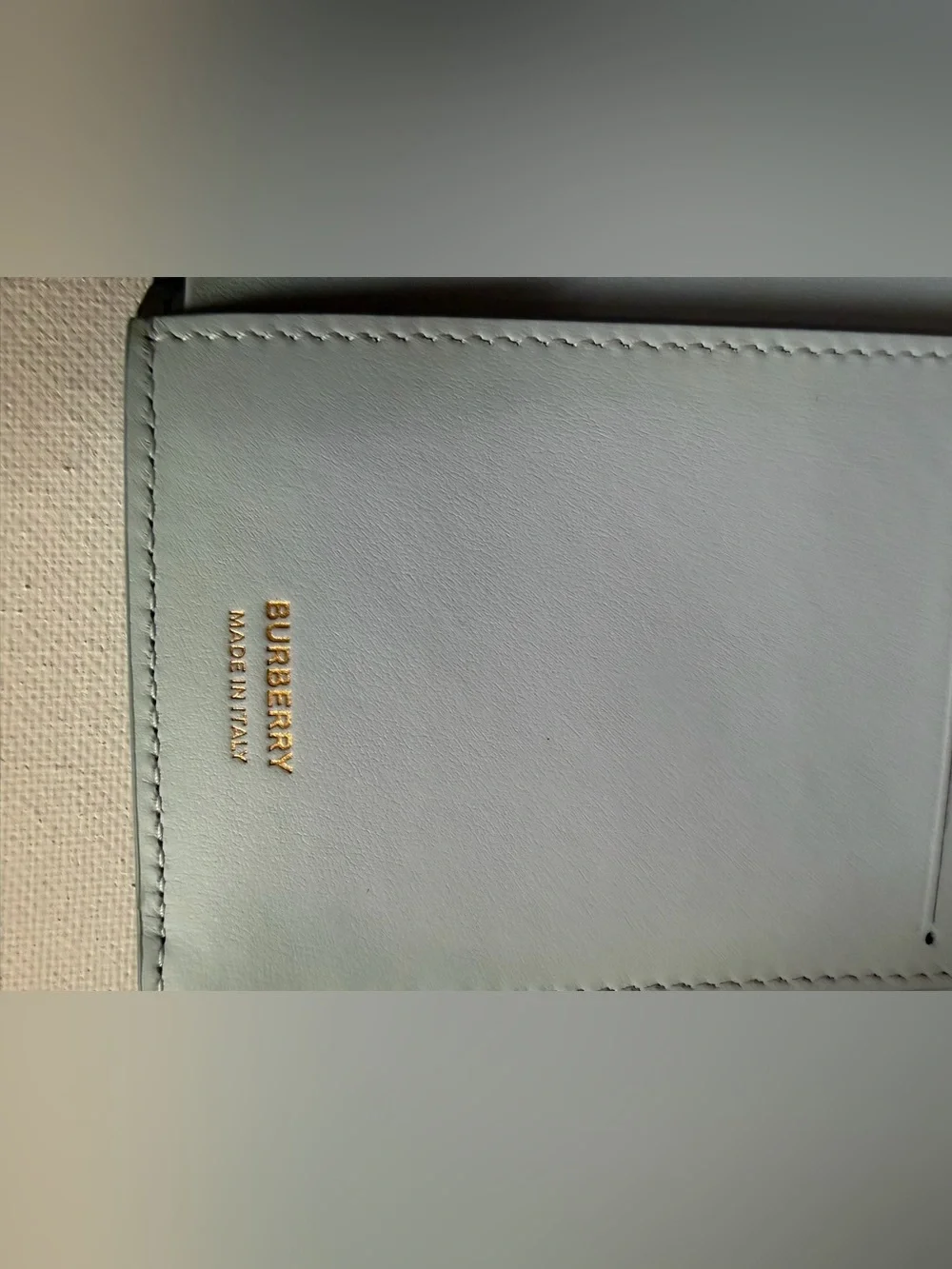 Burberry Pale Blue TB Monogram Folding Leather Wallet NWOT